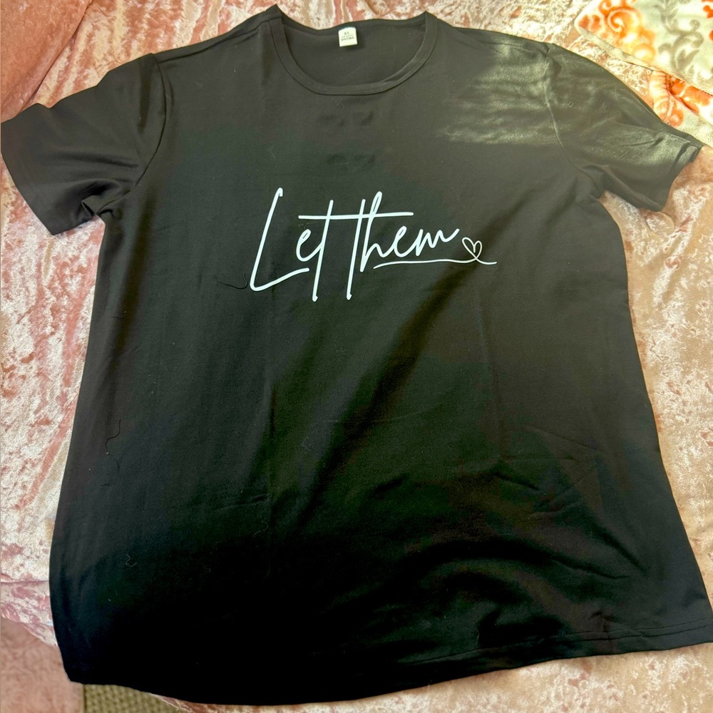 2/$15🔥🌞Black Graphic T-Shirt with White 'Let Them' Print - Picture 4 of 7